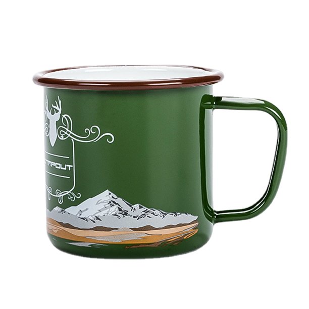 Enamelware Mug 300ml Camping Mug with Handle Outdoor Round Piping