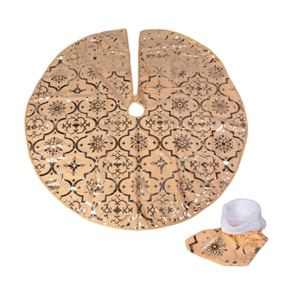 48 Inch Christmas Tree Skirt Xmas Soft Cover Mat Decor Snowflake Collar Farmhouse Tree Skirt,Gold