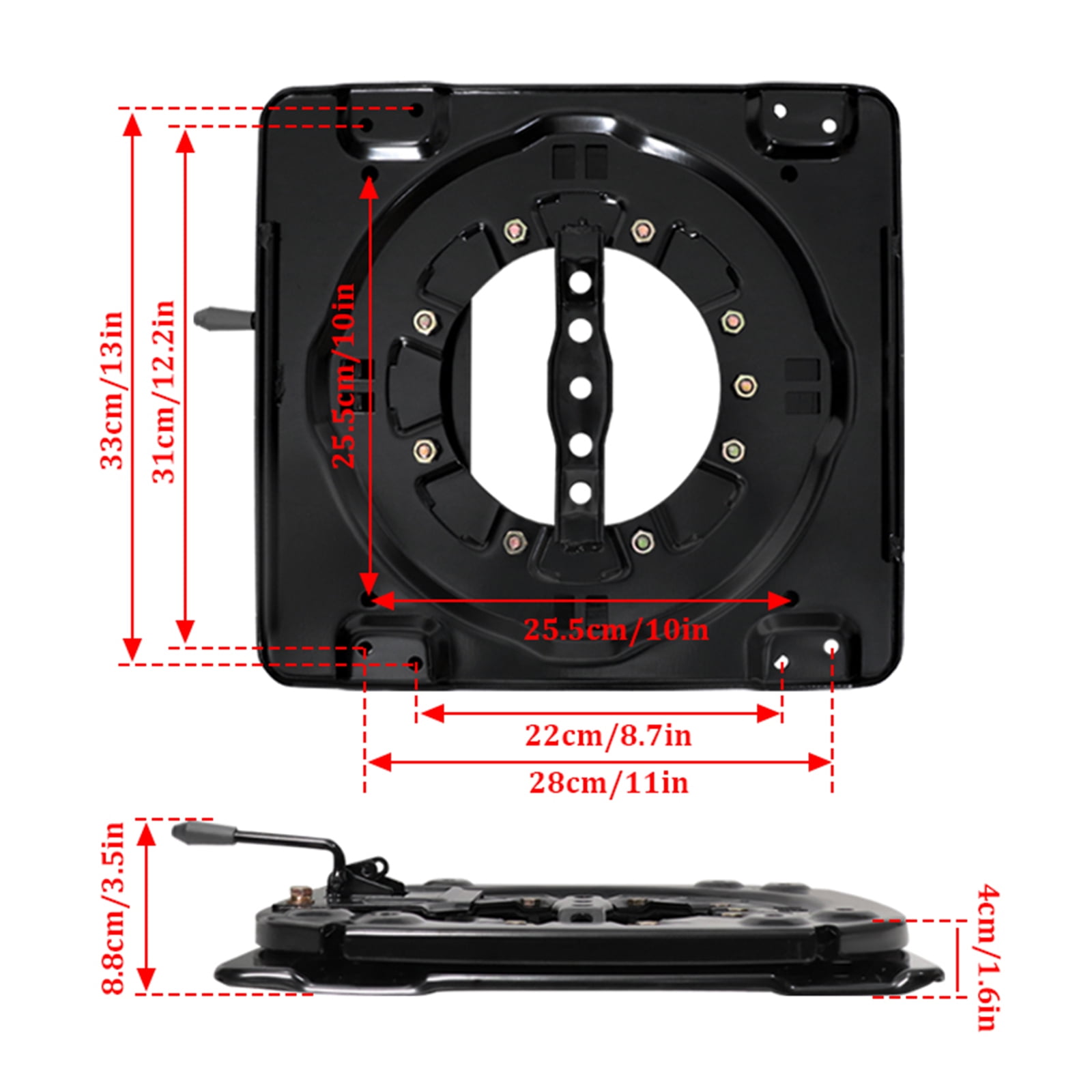 Heavy Duty RV Seat Swivel Base,360° Rotation with 4 Locking Points (Every 90°), Hot Rolled Steel for Camper,Truck,Van,Engineering Vehicle Seat