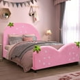 thumbnail image 4 of Costway Lit Plateforme Rembourré pour Tout-Petits, Mobilier de Chambre, Motif de Baies, 4 of 9