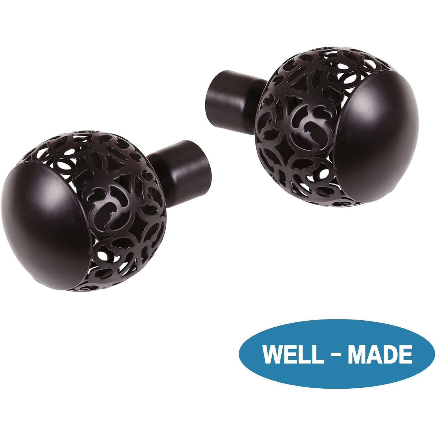 H.VERSAILTEX Single Retractable Curtain Rod, 0.75 Inc Diameter, Bronze, Ball Finial, Adjustable 48-84 Inches
