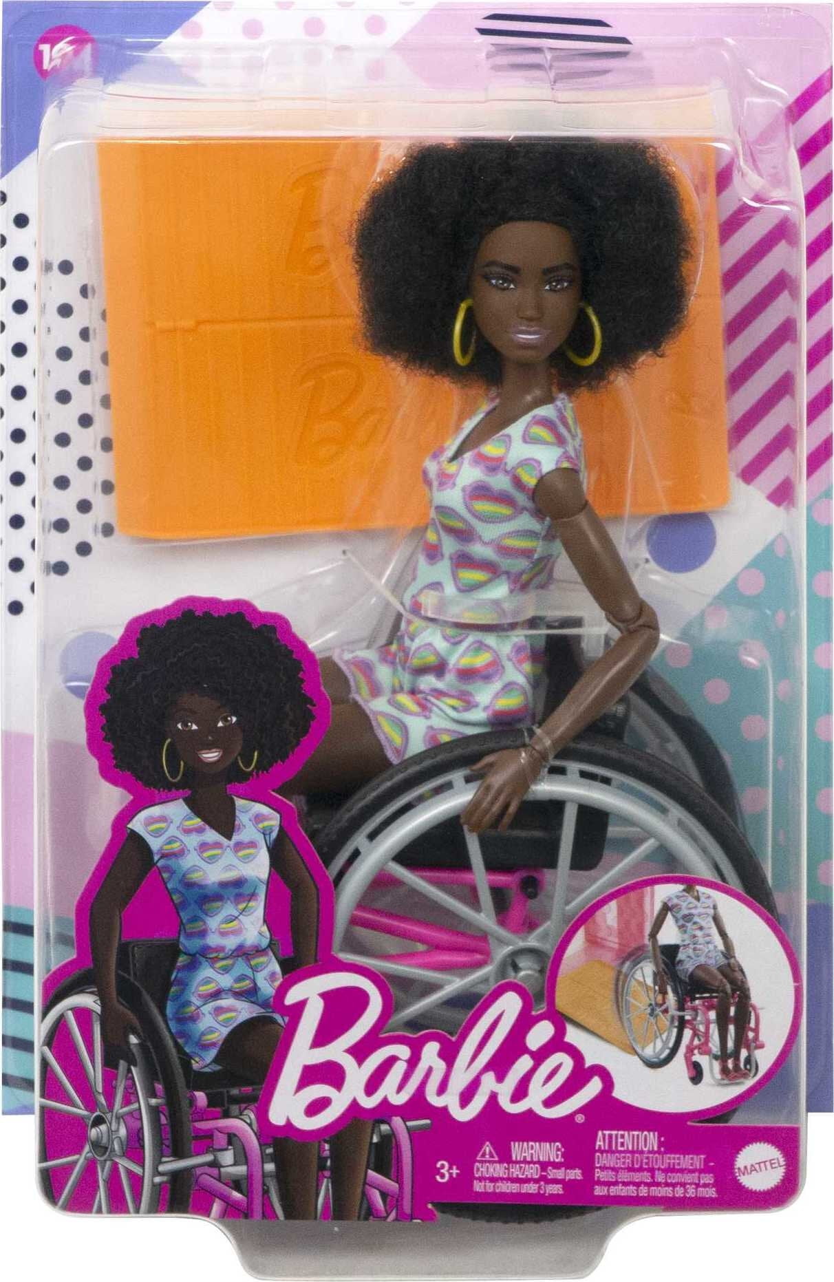 Barbie Fashionistas Doll #194 with Wheelchair and Ramp, Heart Romper with Accessories