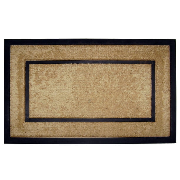 Single Picture Frame Black 22" x 36" Coir with Rubber Frame Doormat Plain