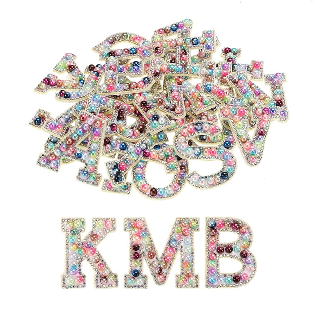 Termoadhesivo Parche Decorativo AZ Blanco Fondo Colorido Degradado Mezclado Color Brillo Alfabeto Aplique para Bricolaje Ropa Reparación Sombreros Bolsos Paquete de 26