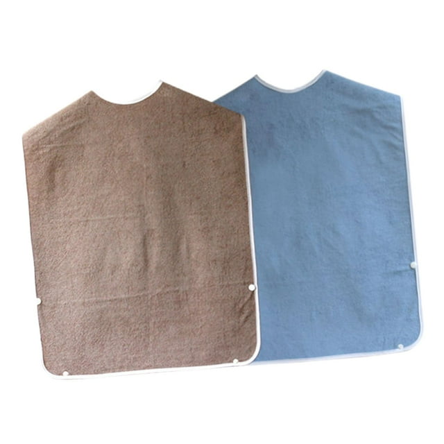 Baberos para adultos, protectores de ropa para personas discapacitadas, delantal reutilizable para personas mayores Marrón+Azul Colcomx Baberos Adultos