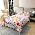 thumbnail image 3 of Erosebridal Daisy Flower 100% Cotton Comforter Cover Queen, Groovy Floral Bedding Queen Size, Rustic Plant Reversible Bed Cover, Ultra Soft Room Decoration, 3 Pieces（No Comforter）, 3 of 8
