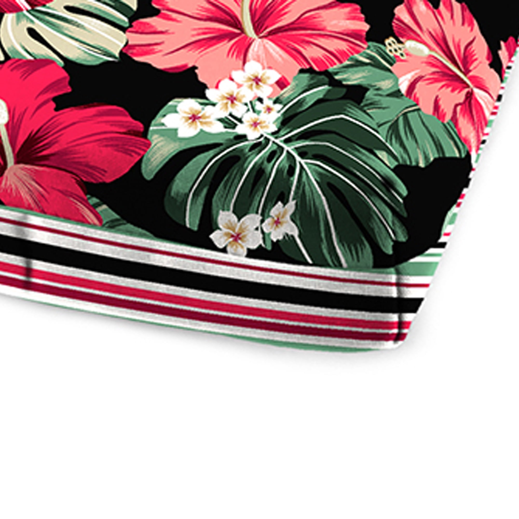 Jordan Manufacturing 72" x 23" Megara Beacon Black Tropical and Windsurf Beacon Red and Green Stripe Reversible Rectangular Outdoor Chaise Lounge Cushion with Ties and Hanger Loop