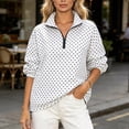 thumbnail image 5 of LumiAtelier Ladies Soft Knit Polka Dot Pullover Half Zip Stand Collar Long Sleeve Windproof Cuff Sweatshirt For Fall Winter Daily Outing, 5 of 7
