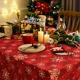 thumbnail image 3 of Gold Snowflake & Red Buffalo Plaid Christmas Tablecloths, 60 x 84 Inch, Waterproof Table Cover for Kitchen, Dining, Holiday, 3 of 6