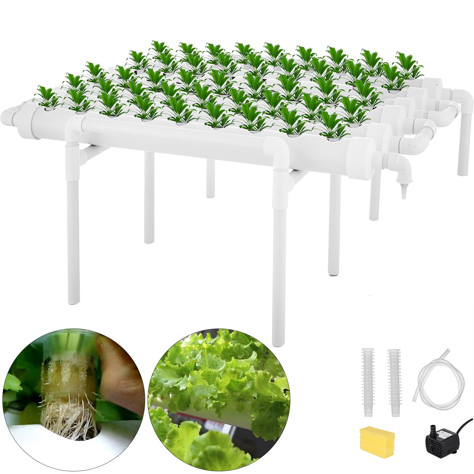 VEVOR 1 Layers 54 Plant Sites Hydroponic Site Grow Kit 6 Pipes