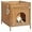 Walnut, variant on Cat Litter Box Enclosure Furniture, Hidden Litter Box with Soft Mat and Fence, Comfortable Handwoven Rattan Cat House with S-Shaped Hooks for Living Room, Bedroom (Walnut)