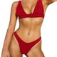 thumbnail image 1 of Gibobby Conjunto de Bikini para Mujer Traje de baño de bikini para mujer Traje de baño de bikini dividido de color sólido de reunión sexy europea y ameri(Rojo,M), 1 of 4