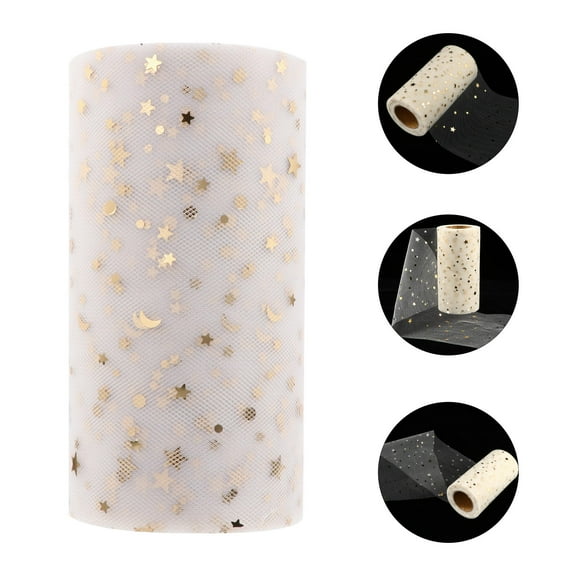 UNOMOR 1 Roll Star Tulle Table Runner Beige for Dinner Table Decor and Banquet