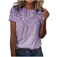 thumbnail image 2 of Puntoco Liquidación de blusas cortas para mujer Blusas estampadas de moda para mujer Camiseta de manga corta Cuello redondo, 2 of 4