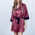 thumbnail image 3 of beishanbush Clothing 2026 Underwear Under $5 Women Black Silk Satin Kimono Robe Lace Bathrobe Underwear Sleepwear Pajamas, 3 of 9