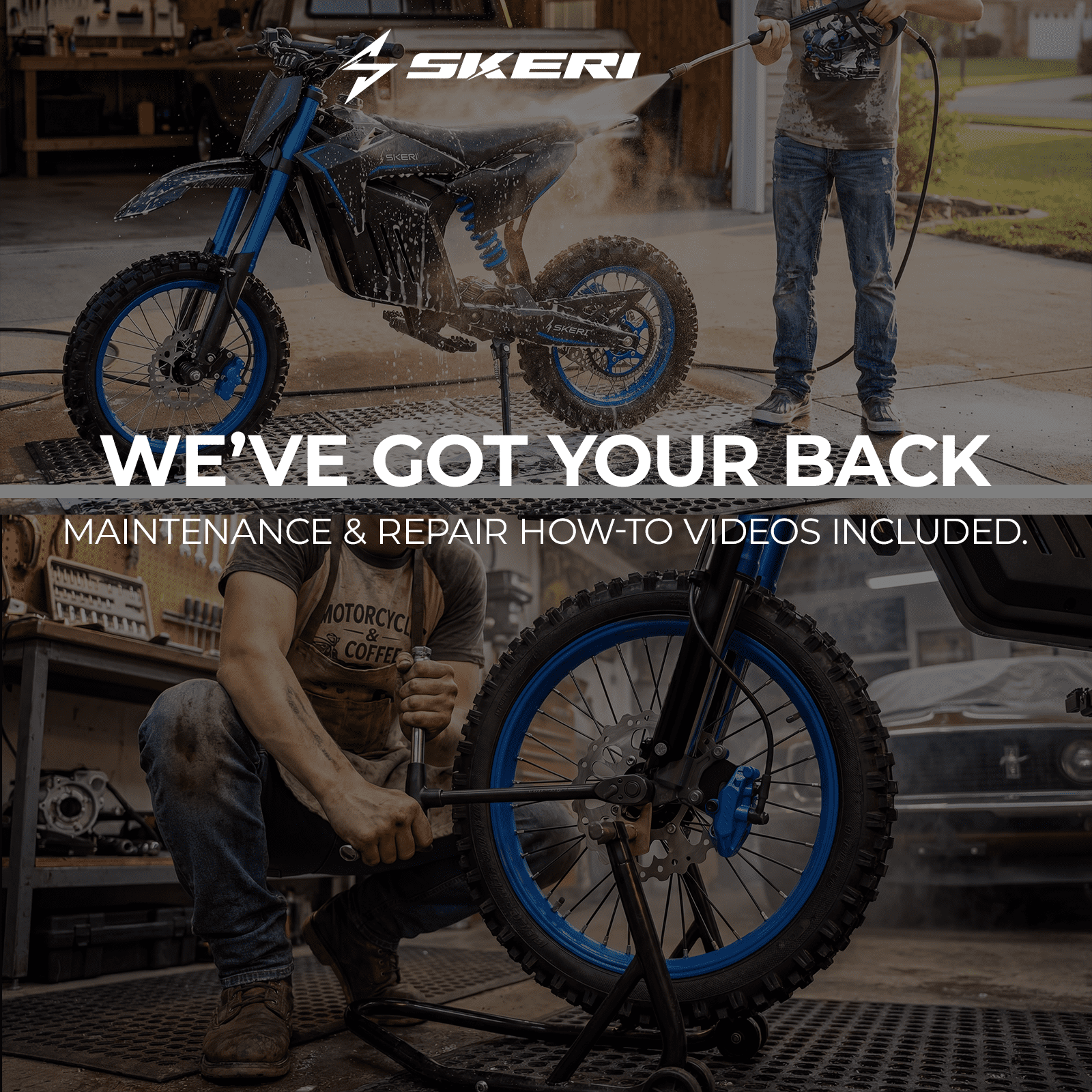 Skeri Electric-Bike for Teens Adults, 14"/12" Fat Tire 2000W (Peak 3200W) Electric-Motorcycle with 48V 21AH Battery Ebike 37MPH Hydraulic Brakes Mountain Off-Road Fit Age 13+ Blue