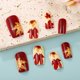 thumbnail image 2 of Uñas postizas adhesivas GCSQW medianas cuadradas rojas con hoja de arce, 24 piezas, 2 of 6