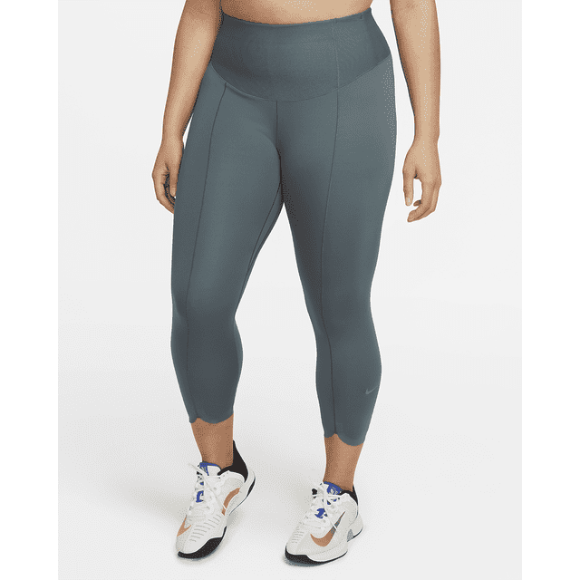 Nike DH4430 One Luxe Icon Clash Mid-Rise Crop Leggings Green ( 3X )