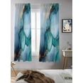 thumbnail image 5 of Teal Blue Marble Curtains 72 Inch Length, Sheer Curtains for Bedroom Living Room Window Abstract Artwork Aesthetic Rod Pocket Voile Drapes Kitchen Curtains Small Half Window 52"x72" 2 Panels, 5 of 6