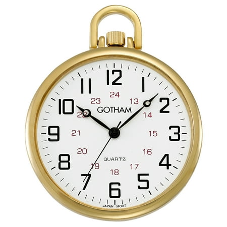 Tone Analog Pocket Watch - Men's Railroad Open Face Gold-Tone Analog Quartz Pocket Watch with Chain # GWC15026G