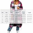 thumbnail image 3 of Enjoytime Plaid Long Coat Women Drawstring Hem Hooded Zip Up Jacket Long Sleeve Loose Trendy Fall Winter Jackets, 3 of 7