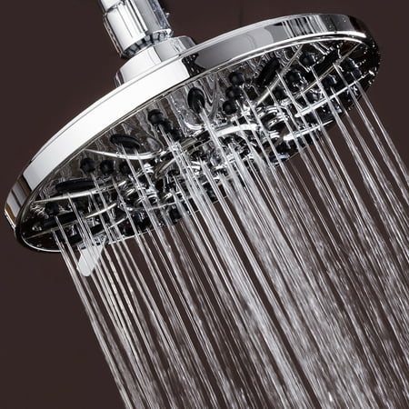 AquaDance Premium-Plus High Pressure 6-setting 7” Rainfall Shower Head, (Best Shower Head For Low Pressure Electric Shower)
