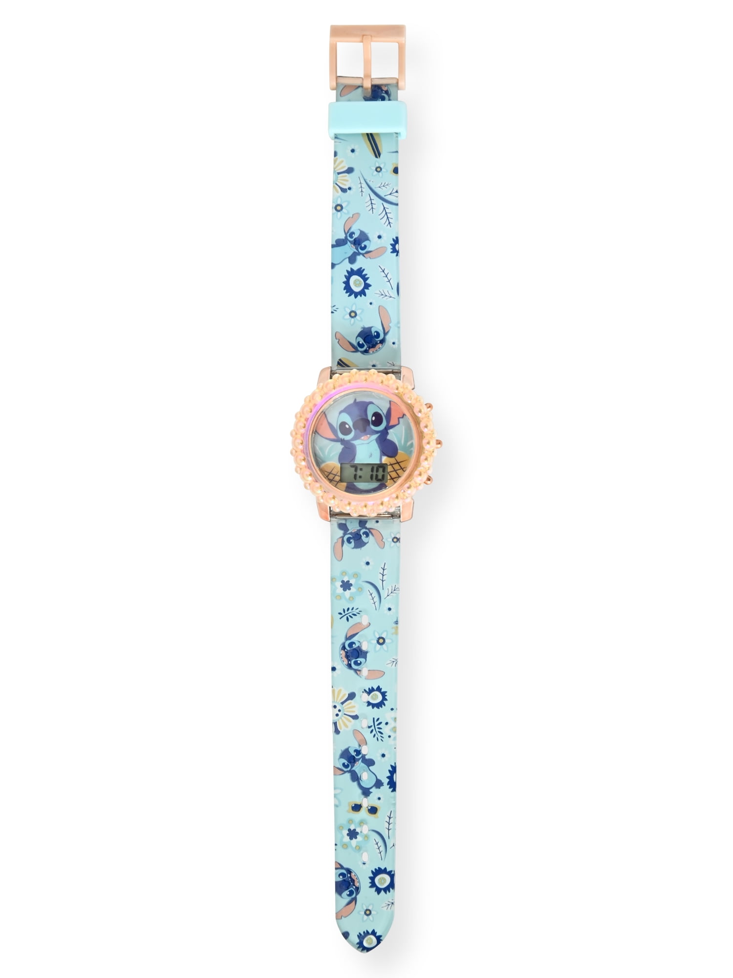 LAS4079WM Stitch Kids Molded Case Flashing Lights LCD Watch with Printed Strap