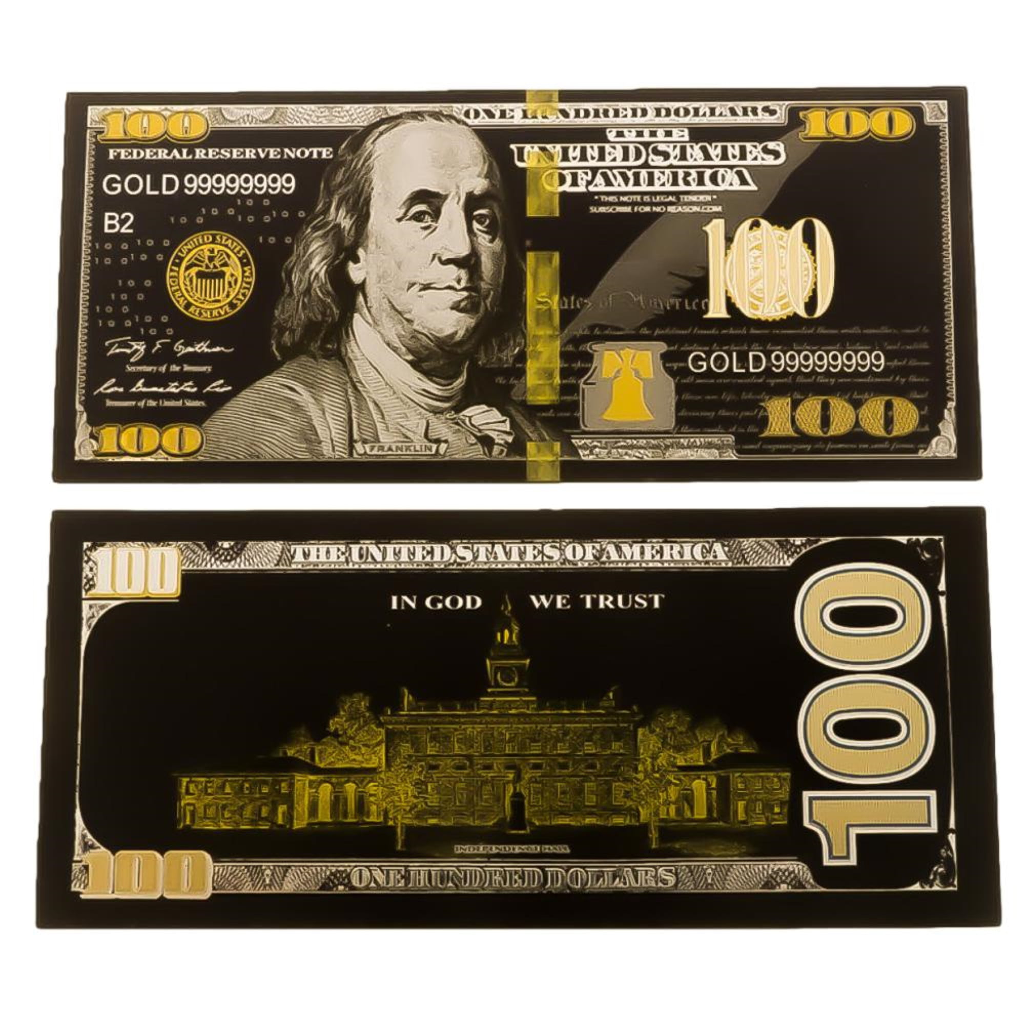 100 Dollar US Dollar Bills Decorative 24k Gold Foil One Hundred Dollar Money 