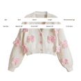 thumbnail image 2 of GiLiling Girls Bow Cardigan - V Neck Button Down Knitted Crop Sweater with 3D Bow Knot, Long Sleeve Cute Outerwear (Pink, 13-16 Years), 2 of 7