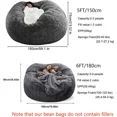 thumbnail image 3 of Comfort Transformations: Living Room Furniture, Ergonomic Giant Bean Bag Chair Cover with Removable Washer Safe Design for Soft Fluffy Faux Fur Lazy Sofa Bed Cover, Perfect for, 3 of 8