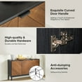 thumbnail image 4 of 3-door Wooden Storage Sideboard with Adjustable Shelf Curved Door Handle for Living Room Black, 4 of 11