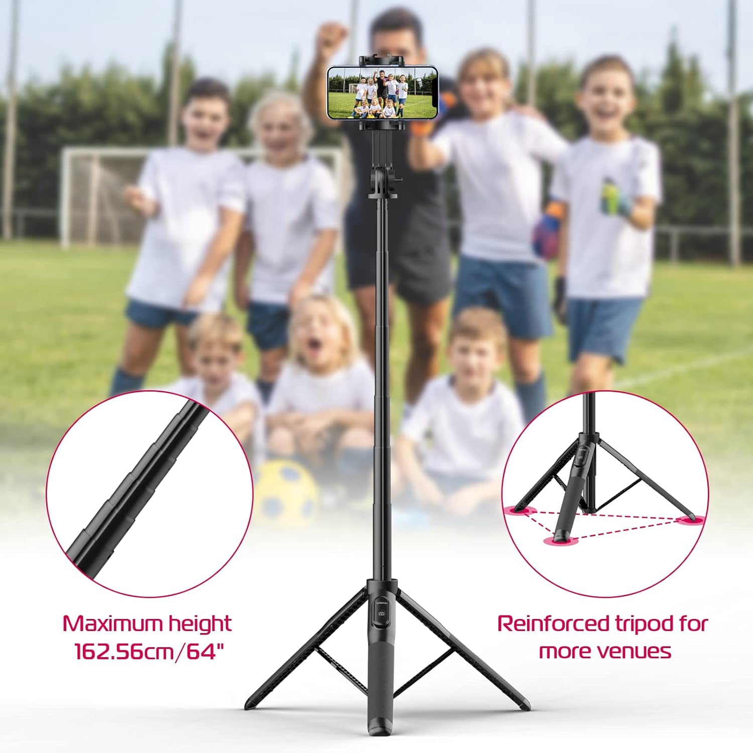 Ulanzi SK-03 Selfie Stick Tripod, 64" Professional Stable Phone Tripod Stand for Smartphone/Action Camera