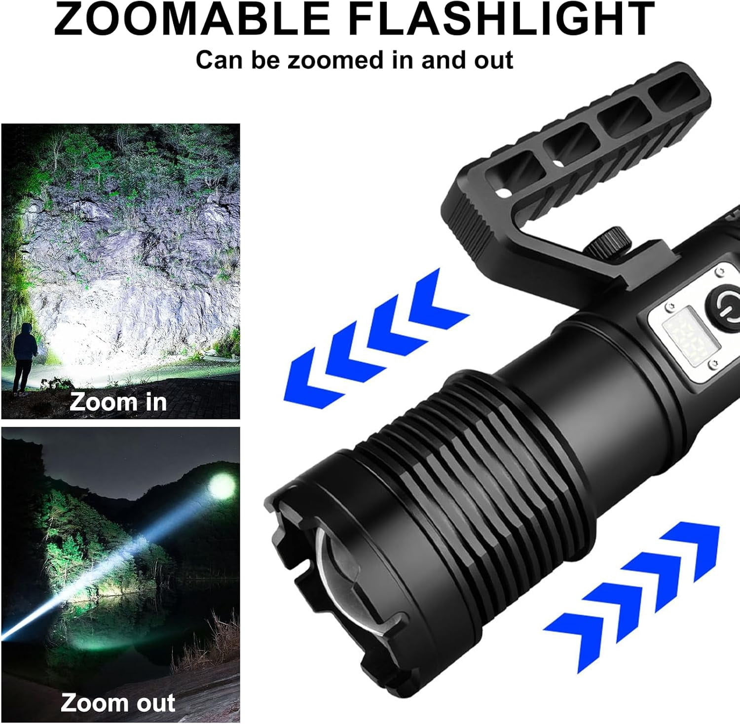 Flashlight, High Powered 13500 Lumens Super Bright Tactical Flashlight, USB Rechargeable Flashlight with COB Light, 11 Modes Zoomable Waterproof Flash Lights for Emergency, Outdoor, Home, Camping