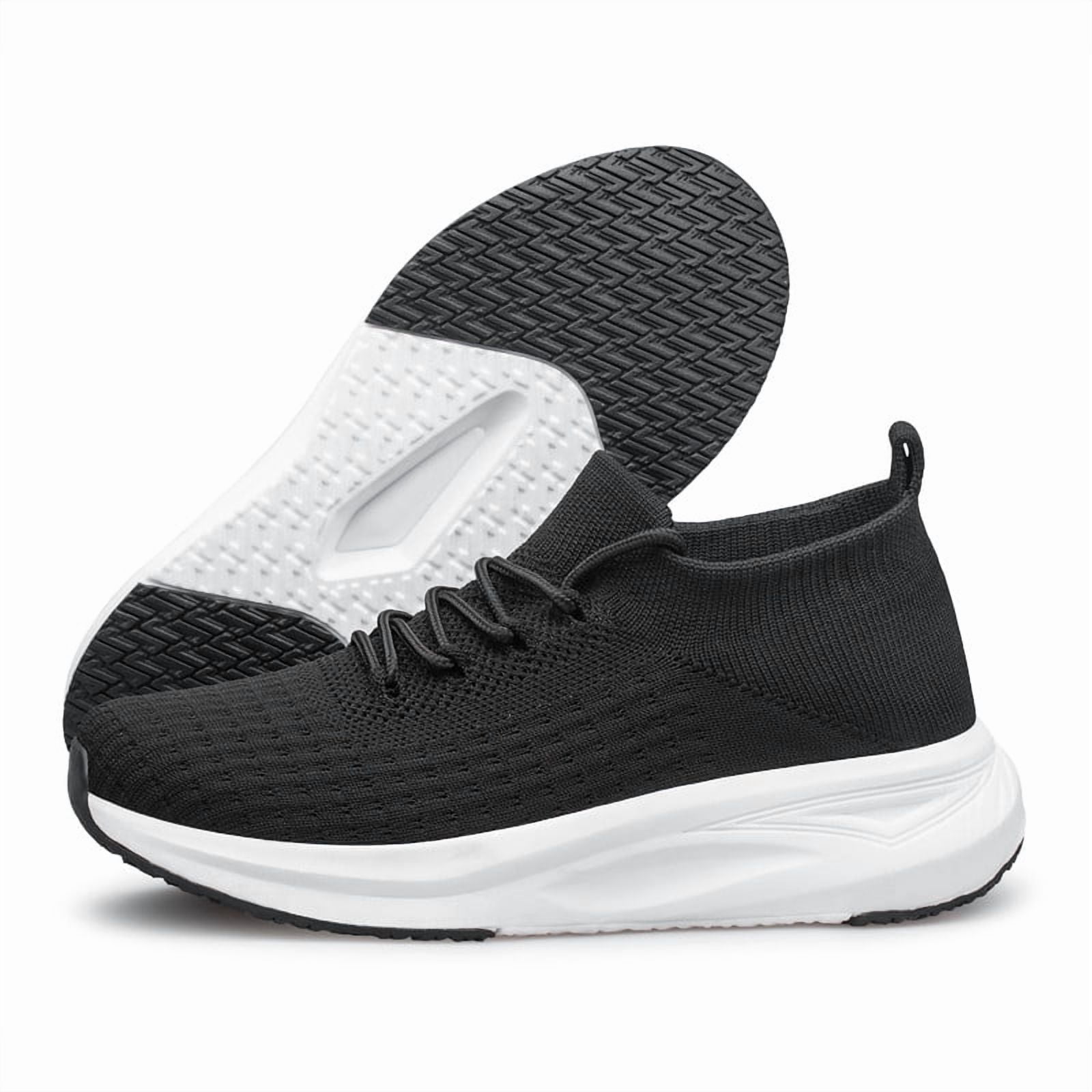 vibdiv Mens Shoes Non Slip Running Walking Shoes Lightweight Breathable Slip on Sock Shoes Workout Gym Shoes Black Size 8