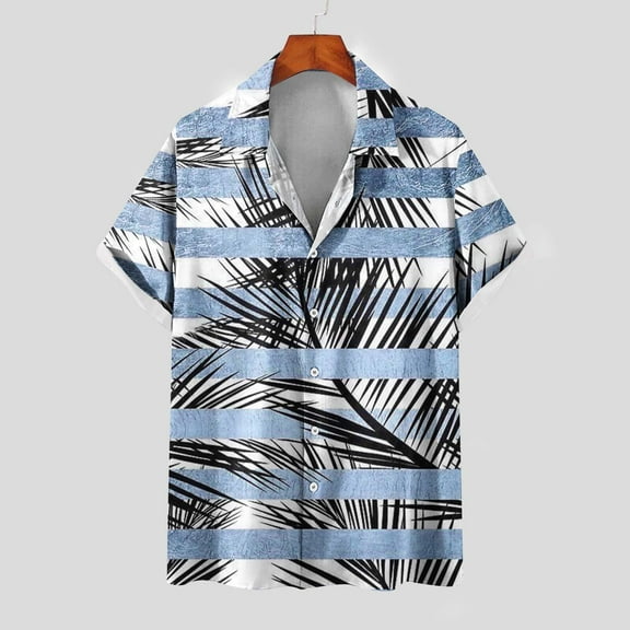 Njoeus Mens Undershirts Workout Tops Men's Hawaiian Shirt Short Sleeve Printed Button Up Summer Beach Dress Shirts S-3Xl Short Sleeve Shirts for Men