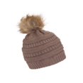 thumbnail image 2 of Gravity Threads Bonnet en Tricot Torsadé avec Pompon en Fausse Fourrure, Taupe, 2 of 2