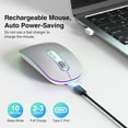 thumbnail image 5 of Cimetech Wireless Bluetooth Mouse, Slim Rechargeable Mac Mouse, Computer Mice with Dual Mode (Bluetooth 5.1 and 2.4G), Compatible with iPad, Laptop, Mac, Windows (Silver), 5 of 8