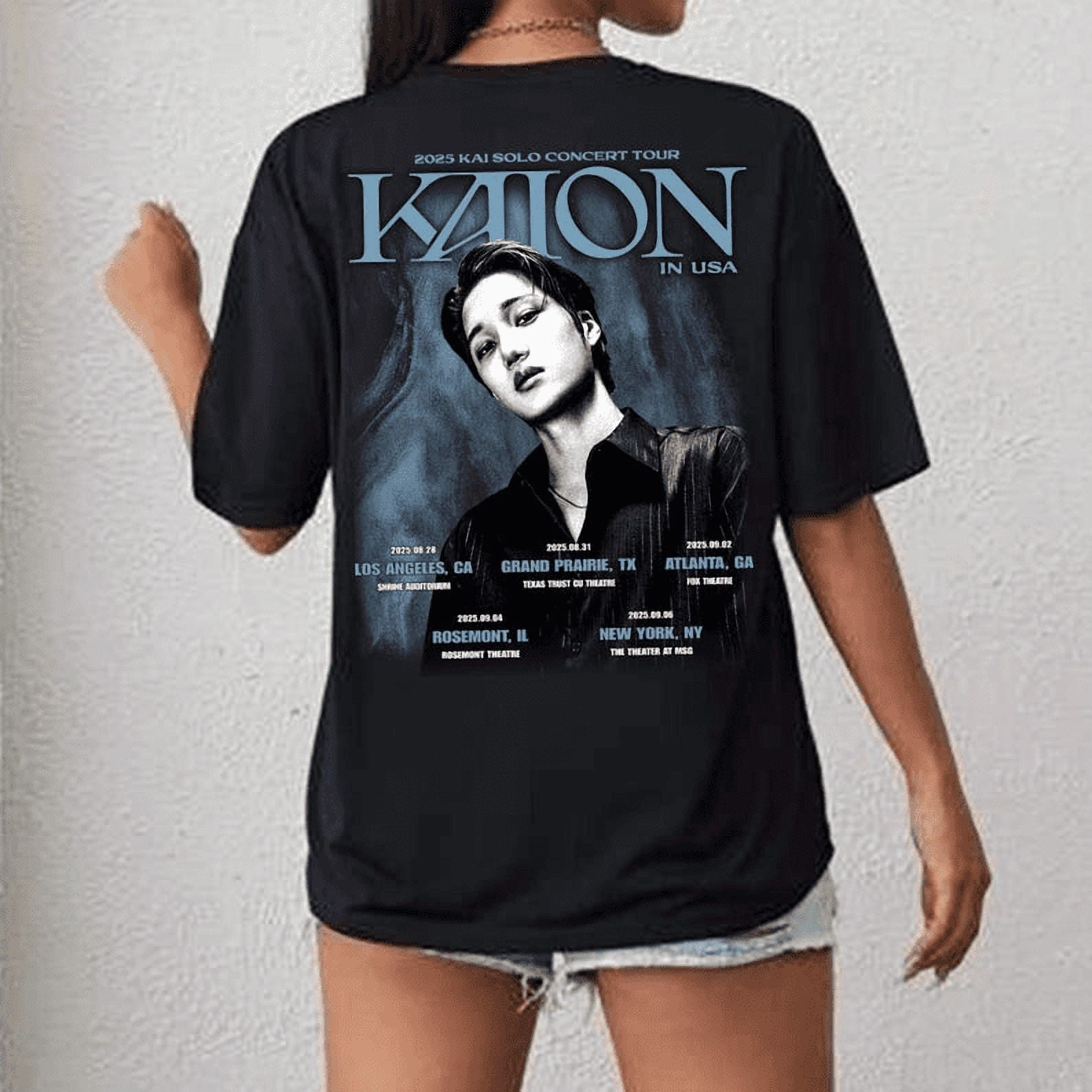 2 Sided Kai KAION Tour 2025 In Us T-Shirt, Kai Wait On Me Album