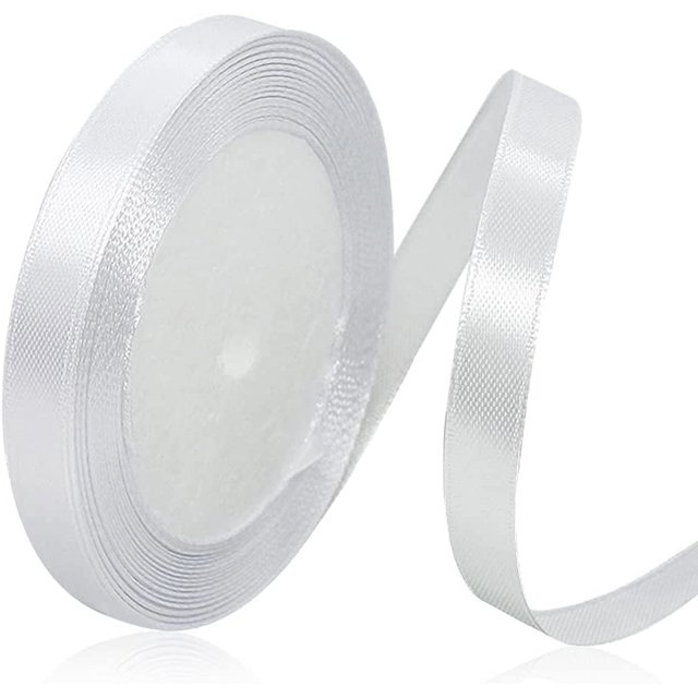 LAICAIW Solid Color White Satin Ribbon, 3/8 Inches x 25 Yards Fabric Satin Ribbon for Gift Wrapping, Crafts, Hair Bows Making, Wreath, Wedding Party Decoration and Other Sewing Projects
