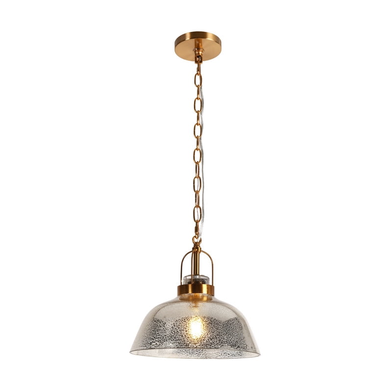 LNC Gold Dome Pendant Light with Ripple Glass Shade, Adjustable Height, E26 Socket