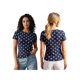 thumbnail image 3 of Camiseta de verano para mujer, estilo casual, corte ajustado, con estampado de lunares, cuello redondo y manga corta., 3 of 9