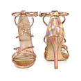 thumbnail image 2 of BLISSFUL STEP Women's Open Toe Strappy Straps Prom Stiletto Heels Sandals Rose Gold 7, 2 of 7