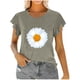 thumbnail image 1 of Mujeres Manga Corta Tops Moda Imprimir Blusa Divertida, Cuello Redondo Poliéster Spandex Tee, 1 of 6