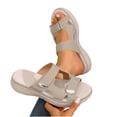 thumbnail image 7 of Wensltd Comfortable Wedge Sandals Women Summer Soft Soled Solid Color Casual Outdoor Beach Walking Comfort Slippers Beige, 7 of 7