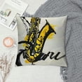 thumbnail image 2 of Music Throw Pillow Cushion Cover, Classic Painting of Jazz Saxophone Print on Plain Background Vintage Style Sketch, Decorative Square Accent Pillow Case,, 2 of 5