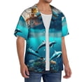 thumbnail image 2 of Daiia Hawaiian Ship Dolphin Men's Linen Shirts Short Sleeve Casual Shirts Button Down Shirt for Men Beach Summer Wedding Shirt-X-Large, 2 of 6