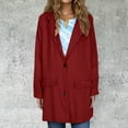 thumbnail image 2 of Rohuuque Long Blazers for Women Business Casual Oversized Attire Solid Color Long Sleeve Breasted Suit Jacket with Pockets Red, 2 of 7