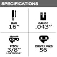 thumbnail image 5 of Yutacorex 16-inch (about 40.6 cm) chainsaw guide rail and chain combination, replacement parts for Milwaukee 48-09-3001, suitable for EGO CS1604; CS1600, suitable for home users, suitable for Husqvarn, 5 of 5