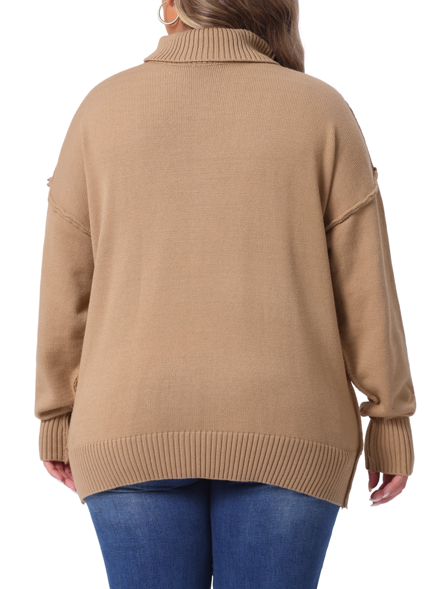 DARING DIVA Plus Size Long Sleeve Knit Top Loose Pullover Sweater 2X Beige