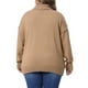 thumbnail image 3 of Suéter de mujer de talla grande Agnes Orinda, suelto, con cuello alto, de manga larga, casual, pulóver de punto, 2X, beige, 3 of 5